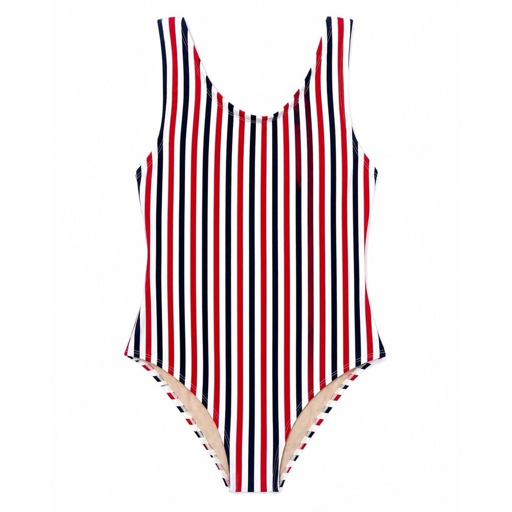SWIM by Cacique One Piece Swimsuit Womens 16 Red White Blue Striped